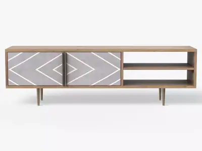 Toshi TV Stand in acacia wood Low-poly 3D model