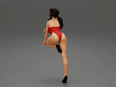 Sexy woman kneeling on the chair in one piece 3D print model