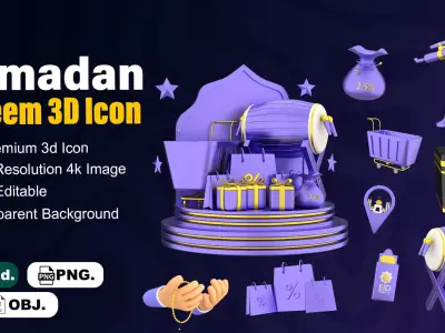 Ramadan Kareem 3d illustration pack 3D model