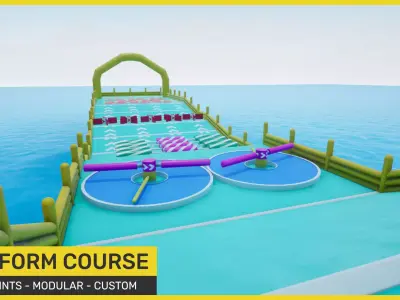 Platform Obstacle Course - Modular and Customizable Low-poly 3D model