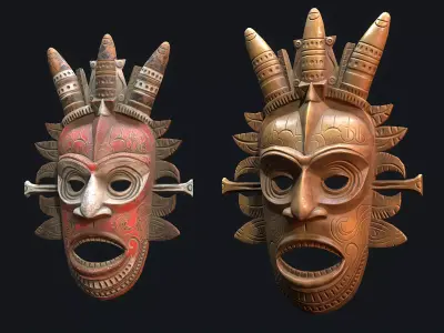 African mask 6 Low-poly 3D model