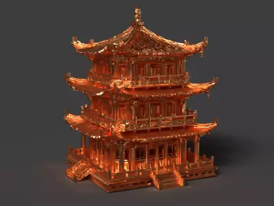 Chinese ancient house Low-poly 3D model get