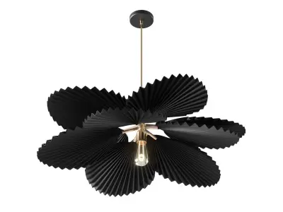 Brown Pleated Flower Palm Leaf Pendant Light 3D model