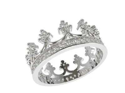 Crown ring with  diamonds 3D print model