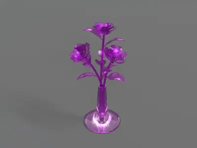 Glass Flower Showpiece Pink 3D model