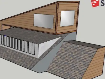 Small Modern House Free low-poly 3D model