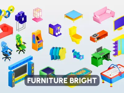 Furniture Bright Low-poly 3D model
