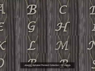 Jewelry Alphabet Pendant Collection 3D Model Pack