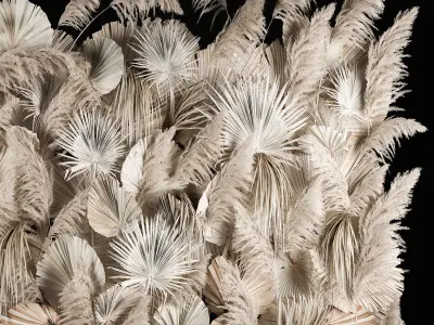 Vertical garden wall made of dry palm branches and pampas grass 3D model