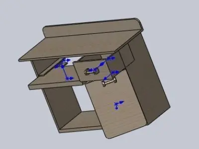 cupboard computer desk with two drawers and shelf 3D model