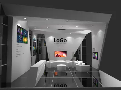 6 x 6 exhibition booth Low-poly 3D model