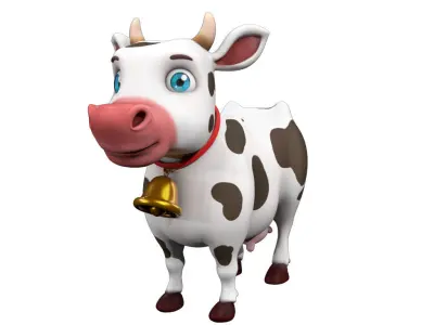 Cartoon Cow Low-poly 3D model