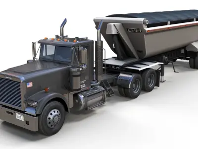 Freightliner Classic  dump trailer Low-poly 3D model