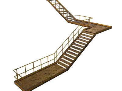 Modular Industrial Staircase Low-poly 3D model