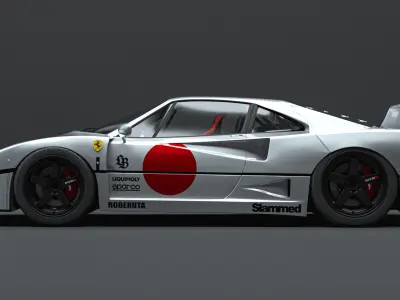 Ferrari F40 JDM Style Low-poly 3D model