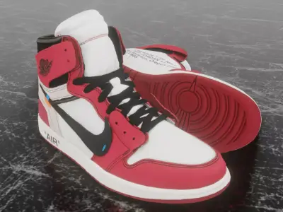 AIR JORDAN 1 OFF WHITE CHICAGO 3D SHOES Low-poly 3D model