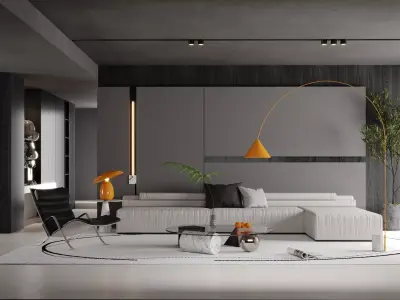 Modern minimalist living room  3D model