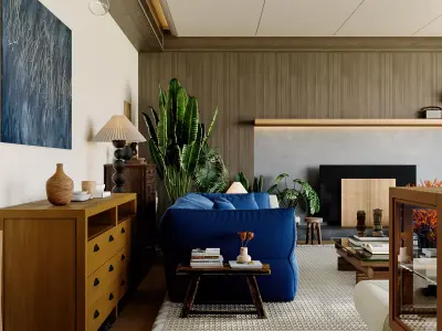 Mid Century interior scene 3D model