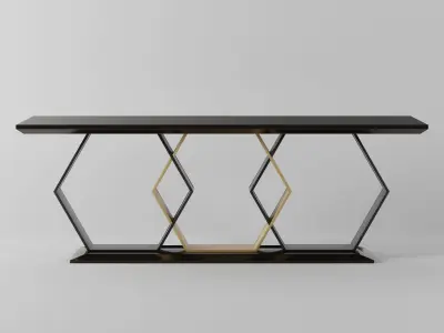 Table gold console Low-poly 3D model