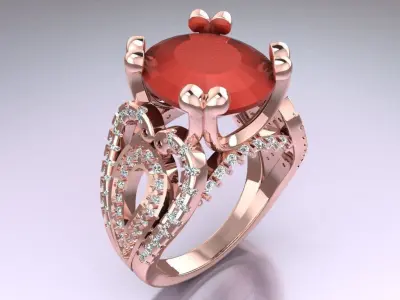Oval Stone Ring - Womens Rings - GN277 3D print model