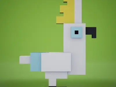 Voxel - Cockatoo Parrot Low-poly 3D model