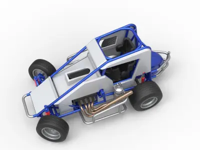 Midget car while turning Scale 1 to 25 3D print model