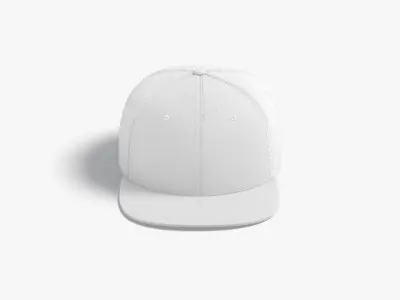 Snapback Cap white headwear with flat visor Low-poly 3D model