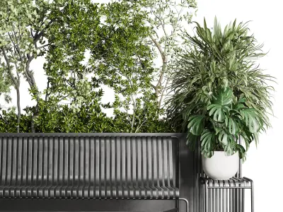 Urban Environment  Urban Furniture Green Benches With tree 38 Low-poly 3D model