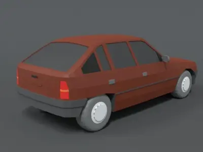 Low Poly Retro Cartoon Car Low-poly 3D model