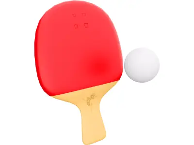 3d  table tennis racket and ball icon 3D model