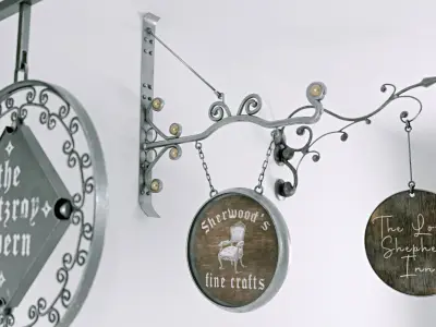 Fantasy Hanging Signage 3D model