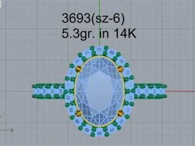 Oval Halo Ring 3693 3D print model