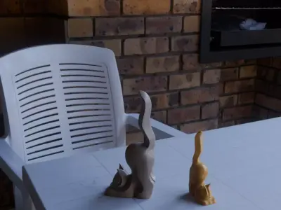 Modern Art Deco Cat Figurine with Elevated Tail 3D print model