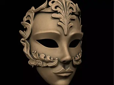 Ornamental 3D Mask Model  Elegant Decorative Cosplay  Display  3D print model