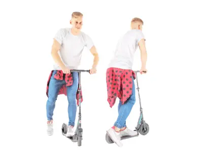 Stylish man on a scooter 29 Low-poly 3D model