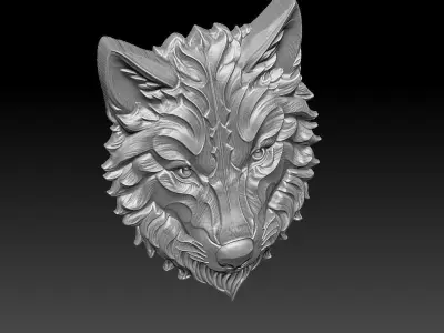 1 wolf head CNC Relief Model 3D print model