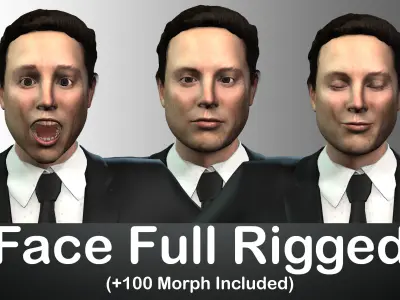 ELON MUSK Full Rigged with Face rig 100 Morph 3D model 3D model