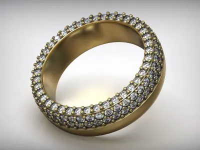 Pave Diamond Luxury Wedding Band  3D print model