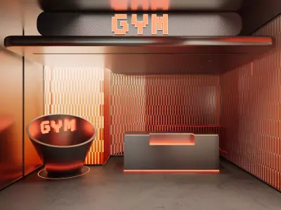 Luxury Metal Sci-Fi Gym 3D model