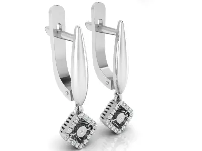 Earring E21 The luxury female earring with gems 3D print model