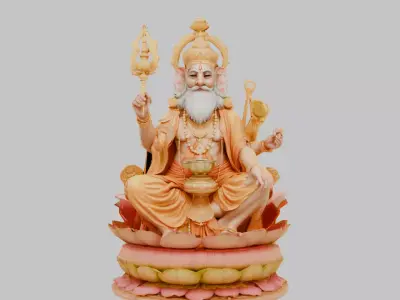 Lord Brahma Hindu God Statue Low-poly 3D model