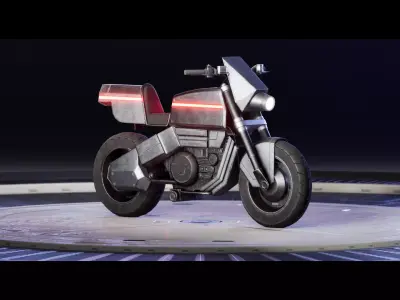 RETRO CYBERPUNK MOTORCYCLE GAMEREADY Low-poly 3D model
