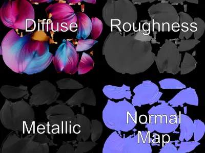 Vibrant Multicolor Flower Model Pack for D Rendering and Anim... Low-poly 3D model