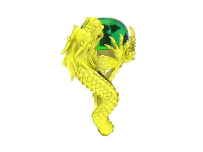 A5133 Luxury Dragon Keep Gem Stone Men Ring 3D print model