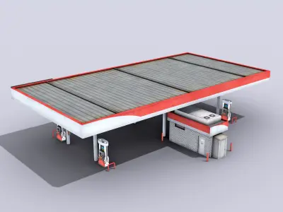 Gas Station Low-poly 3D model
