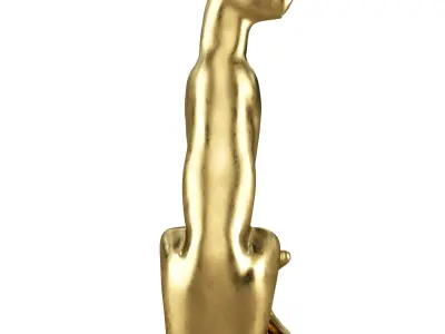 Deco Figurine Sitting Leopard Gold 150cm 3D model