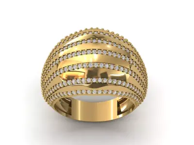STL 3DM Print Ready Women Diamond Ring Lightweight Printable  3D print model 171