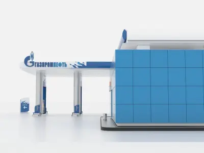 Gasprom petrol Station Low-poly 3D model
