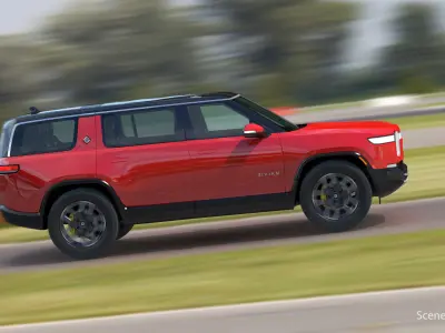 2023 Rivian R1S SUV Red Rigged 3D model