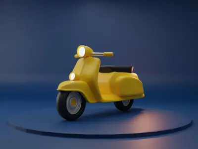 Scooter Cartoon  3D model Low-poly 3D model